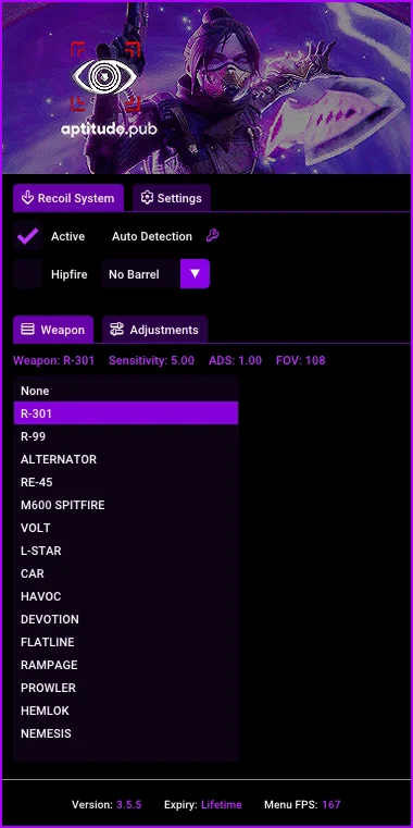 RCS / No Recoil Script for Apex Legends: Weapon profiles